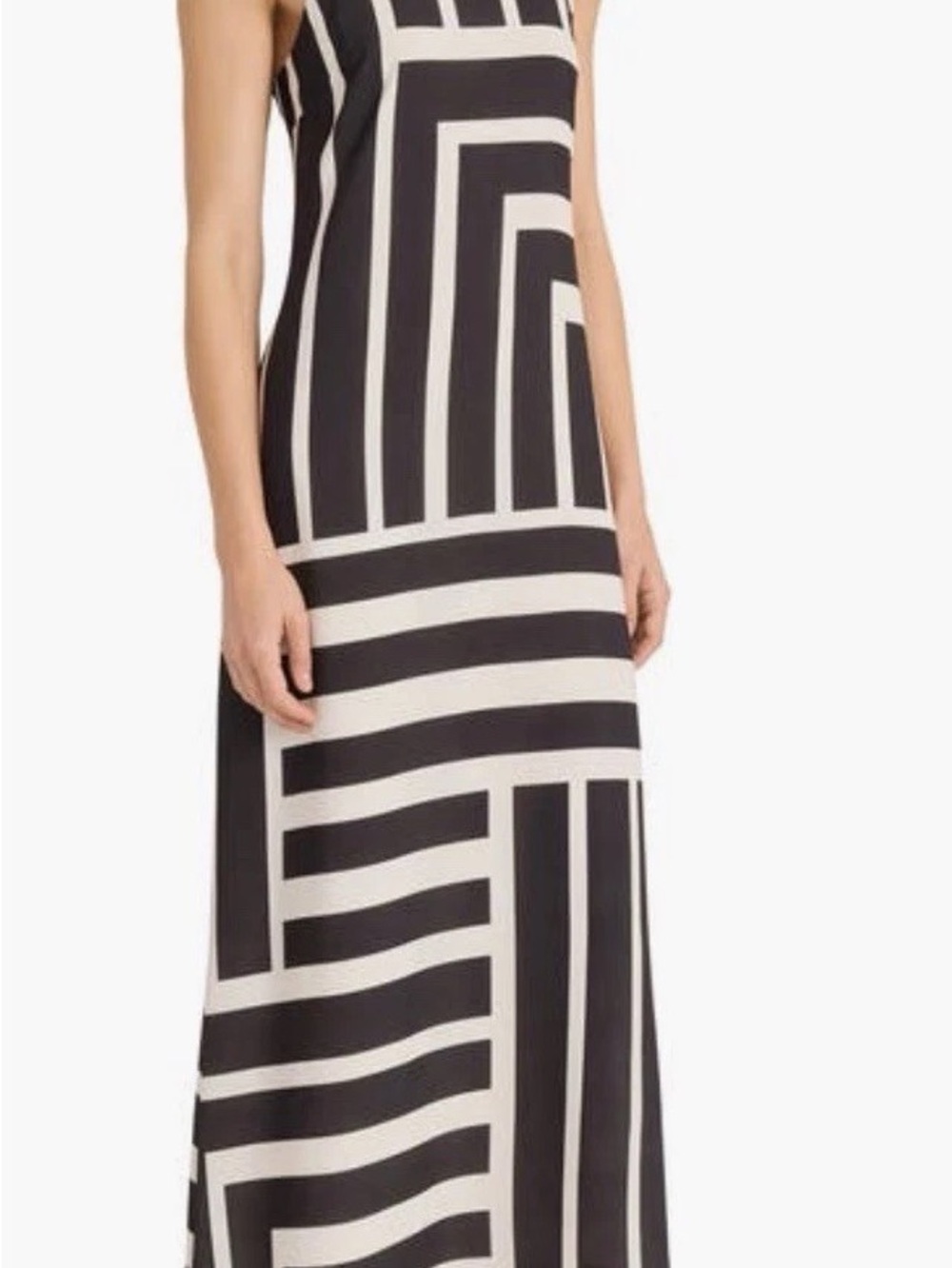 Donna Morgan Black and Ivory Geometric Maxi Dress NWT Size 8 - Picture 5 of 8